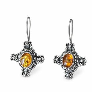 Silver and Amber Earrings